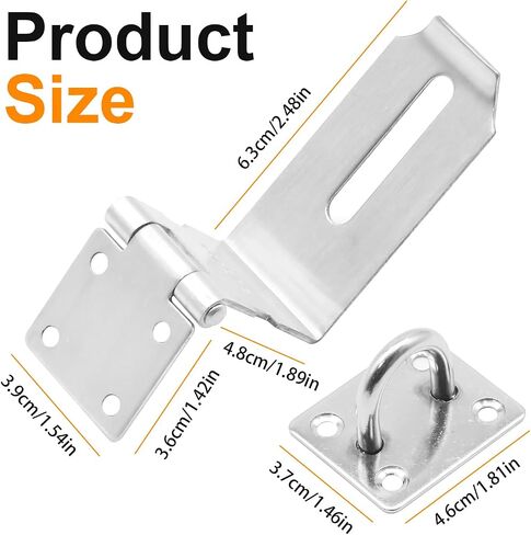 1.96Inch Silver Hasp Latch, 90 Degree Solid 304 Stainless Steel File Cabinet Lock Desk Drawer Lock, Safe Security Padlock Latch Hasp Lock for Personal Privacy in Saudi Arabia