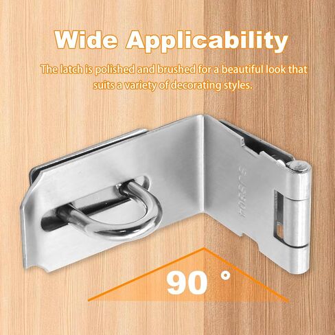 1.96Inch Silver Hasp Latch, 90 Degree Solid 304 Stainless Steel File Cabinet Lock Desk Drawer Lock, Safe Security Padlock Latch Hasp Lock for Personal Privacy in Saudi Arabia