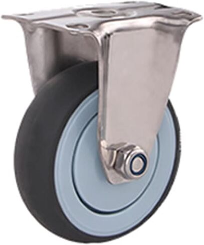 304 Stainless Steel Casters Wheels 3 4 5 Inch Soft Rubber Tread No Rust Wheel 1Pcs(Flat Universal,4 inch) in Saudi Arabia