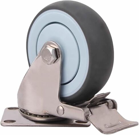 304 Stainless Steel Casters Wheels 3 4 5 Inch Soft Rubber Tread No Rust Wheel 1Pcs(Flat Universal,4 inch) in Saudi Arabia