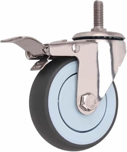 304 Stainless Steel Casters Wheels 3 4 5 Inch Soft Rubber Tread No Rust Wheel 1Pcs(Flat Universal,4 inch) in Saudi Arabia