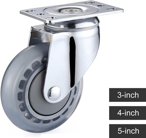 3/4/ 5 Inch Transparent Casters Wheels with Bearing High Elastic PU Wheel Mute Plate 1Pcs(3 inch) in Saudi Arabia