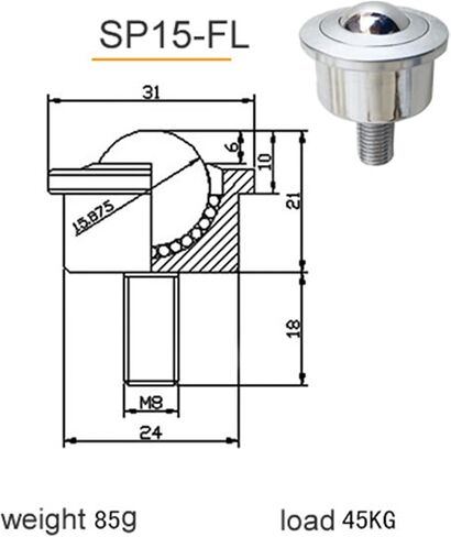 SP12 FL عجلات كرة الكرة العالمية الثقيلة مع برغي عالمي تحمل الحمل العالي 360 1pcs (SP30-FL) in Saudi Arabia
