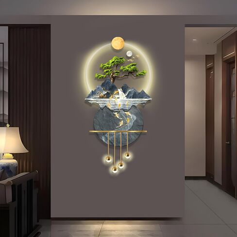 LED ضوء ديكور جدار الفن ، ديكور جدران فنية ثلاثية الأبعاد مع الضوء ، جدران ديكورز منحوتات فن ثلاثي الأبعاد كبير ، جدران ديكورز منحوتات الإضاءة الحديثة ، مكونات الطاقة ، الذهب A ، 23x53in in Saudi Arabia