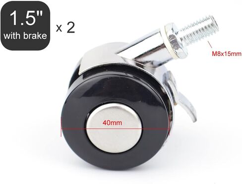 1.5-inch Furniture Wheels Casters M8x15mm Screws Desk with No Brake Furniture Hardware 4Pcs in Saudi Arabia