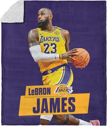 Northwest NBA Los Angeles Lakers LeBron James Silk Touch Sherpa رمي بطانية ، دافئة لجميع المواسم ، الوزن الخفيف للأريكة ، الأريكة ، الفراش الفتيات ، 50 × 60 بوصة in Saudi Arabia