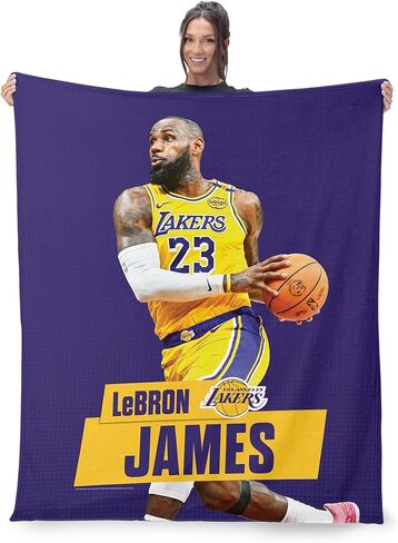 Northwest NBA Los Angeles Lakers LeBron James Silk Touch Sherpa رمي بطانية ، دافئة لجميع المواسم ، الوزن الخفيف للأريكة ، الأريكة ، الفراش الفتيات ، 50 × 60 بوصة in Saudi Arabia
