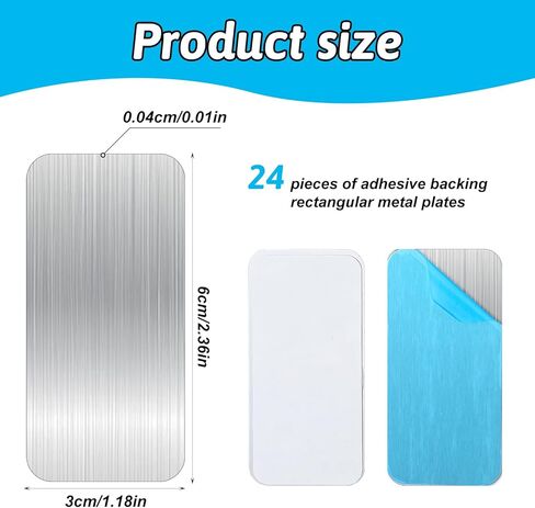 24 Pcs Adhesive Metal Plates for Magnetic Mounts Rectangular Iron Strips with Adhesive Backing Replacement Magnetic Strips for Magnets on Non-Steel Vents in Kuwait