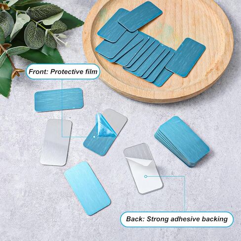 24 Pcs Adhesive Metal Plates for Magnetic Mounts Rectangular Iron Strips with Adhesive Backing Replacement Magnetic Strips for Magnets on Non-Steel Vents in Kuwait