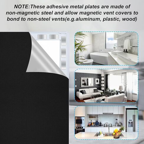 24 Pcs Adhesive Metal Plates for Magnetic Mounts Rectangular Iron Strips with Adhesive Backing Replacement Magnetic Strips for Magnets on Non-Steel Vents in Kuwait