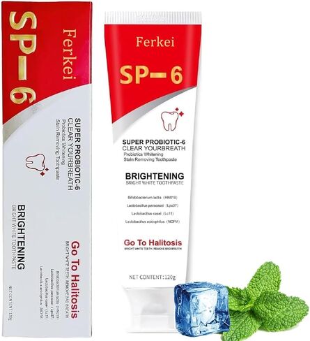 Super Probiotic Sp-6 Toothpaste,whitens Teeth, freshens Breath, Protects Dental Health,Deep Cleaning Care,Enamel-Safe, Fluoride-Free, Fresh Breath Toothpaste Brightening & Stain Removing.（1 Count） in Saudi Arabia