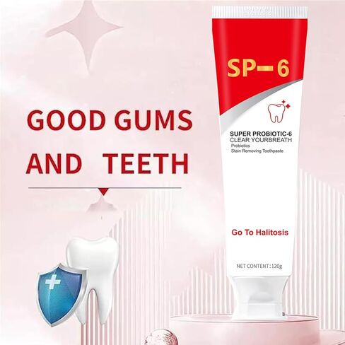 Super Probiotic Sp-6 Toothpaste,whitens Teeth, freshens Breath, Protects Dental Health,Deep Cleaning Care,Enamel-Safe, Fluoride-Free, Fresh Breath Toothpaste Brightening & Stain Removing.（1 Count） in Saudi Arabia