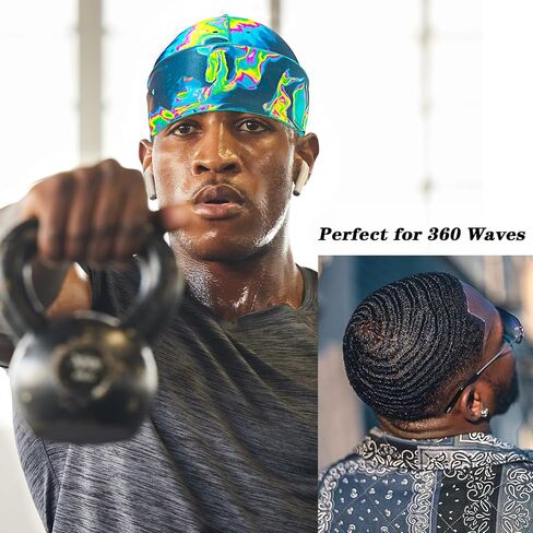 حرير دوراغ للرجال ، طباعة Do Rag مع Long Tail Durag Hop Hop Satin Bandana Hat 360 Waves do do du raghrap in Saudi Arabia