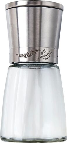 التوابل: فلفل يدوي/طاحونة الملح (مطحنة التوابل) مع شفرات سيراميك قابلة للتعديل. جسم زجاجي مع الفولاذ المقاوم للصدأ. من السهل ملء ، والاستخدام والتنظيف ، 6 أوقية. in Saudi Arabia