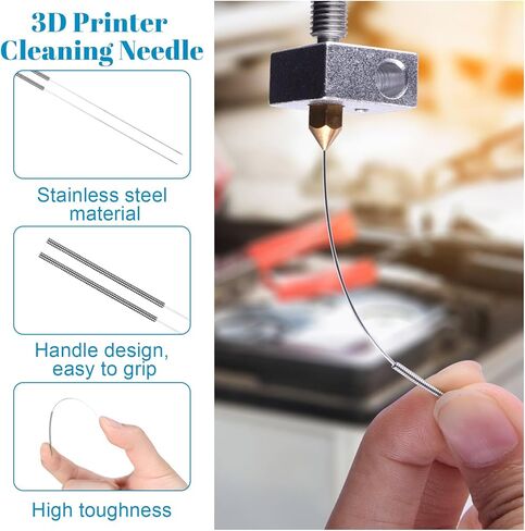 50 PCS 3D طابعة طابعة طقم تنظيف فوهة ، 0.2/0.25/0.3/0.35/0.4 مم من الفولاذ المقاوم للصدأ تنظيف فوهة تنظيف إبر 3D طابعة أدوات طابعة ، أداء محسّن للطباعة in Kuwait