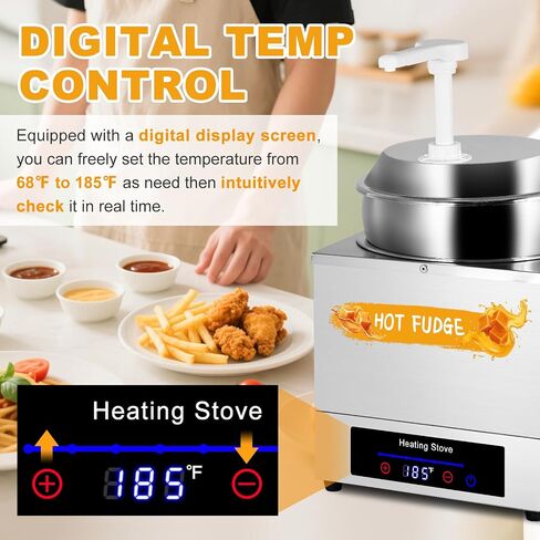 Digital Nacho Cheese Dispenser 7.4Qt Nacho Cheese Warmer with 2 Pumps&9 Stickers, Hot Fudge Dispenser Insulated Pump Dispenser for Cheese Hot Fudge Butter Caramel in Saudi Arabia