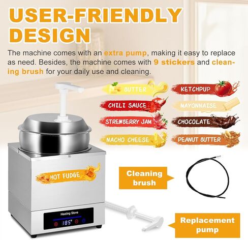 Digital Nacho Cheese Dispenser 7.4Qt Nacho Cheese Warmer with 2 Pumps&9 Stickers, Hot Fudge Dispenser Insulated Pump Dispenser for Cheese Hot Fudge Butter Caramel in Saudi Arabia