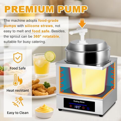 Digital Nacho Cheese Dispenser 7.4Qt Nacho Cheese Warmer with 2 Pumps&9 Stickers, Hot Fudge Dispenser Insulated Pump Dispenser for Cheese Hot Fudge Butter Caramel in Saudi Arabia