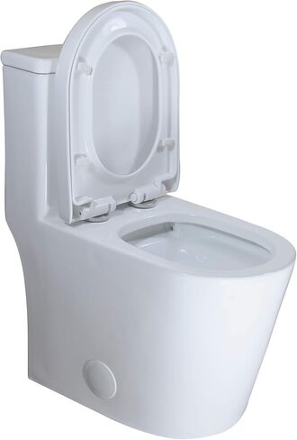 Winzo WZ5089 Compact Round One Piece Evalet 23 "عمق ، تدفق مزدوج للحمام الحديث الصغير 12" أبيض خشن in Kuwait