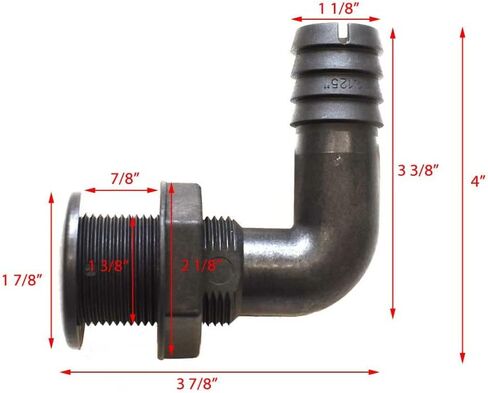 ‎‎Generic Whitecap Boat Thru Hull 3810B | 90 Degree 1 1/8 Inch Black Nylon in Saudi Arabia