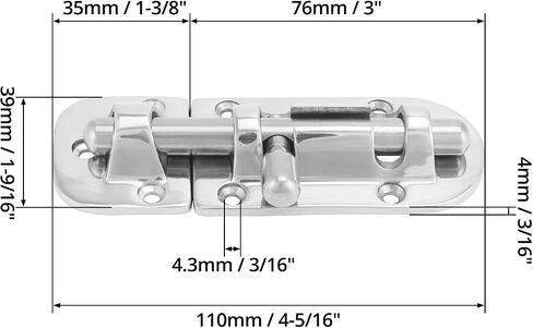 QWORK Boat Lock, 316 Stainless Steel 4-1/3" Long Locker Latch Slide Barrel Bolt for Marine Boat Window/Door/Hatch/Cabinet in Saudi Arabia