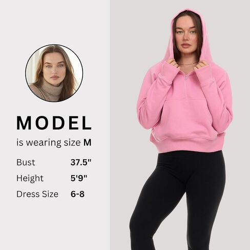 Womens Half Zip Hoodie - Fleece Cropped Sweatshirt for Women, Fall Winter Pullover Zip Up in Saudi Arabia