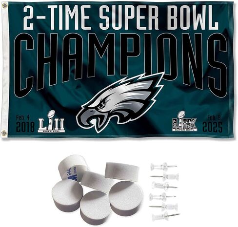 Philadelphia Eagles 2 Time Super Bowl Champions Banner and Tapestry Wall Tack Pads in Saudi Arabia
