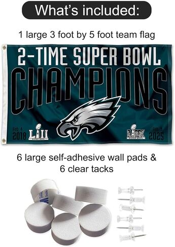 Philadelphia Eagles 2 Time Super Bowl Champions Banner and Tapestry Wall Tack Pads in Saudi Arabia