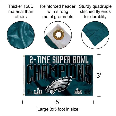 Philadelphia Eagles 2 Time Super Bowl Champions Banner and Tapestry Wall Tack Pads in Saudi Arabia