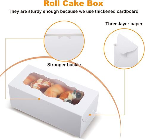 30 pcs 9x4x3.5 Inch Cookie Boxe White Bakery Boxes with Window, Loaf Cake Boxes for Roll Cakes, Desserts, Muffins, Donuts, Candies and Pastries(9 Inch) in Kuwait