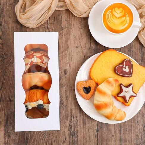 30 pcs 9x4x3.5 Inch Cookie Boxe White Bakery Boxes with Window, Loaf Cake Boxes for Roll Cakes, Desserts, Muffins, Donuts, Candies and Pastries(9 Inch) in Kuwait