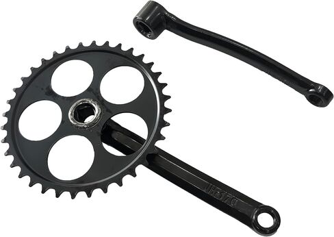 JZsports Single Speed Crankset 36T 170mm Crankarms for Mountain Road Bike Fixed Gear Bicycle Square Taper, Black Color in Kuwait