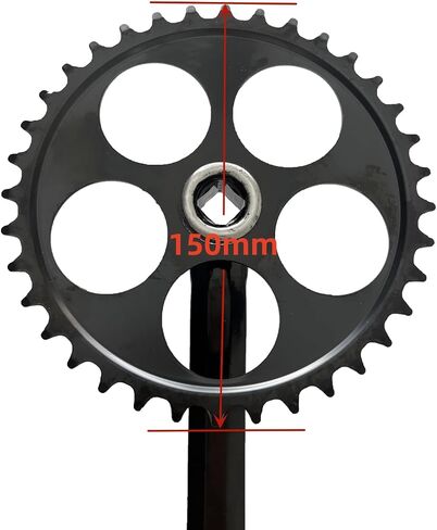 JZsports Single Speed Crankset 36T 170mm Crankarms for Mountain Road Bike Fixed Gear Bicycle Square Taper, Black Color in Kuwait