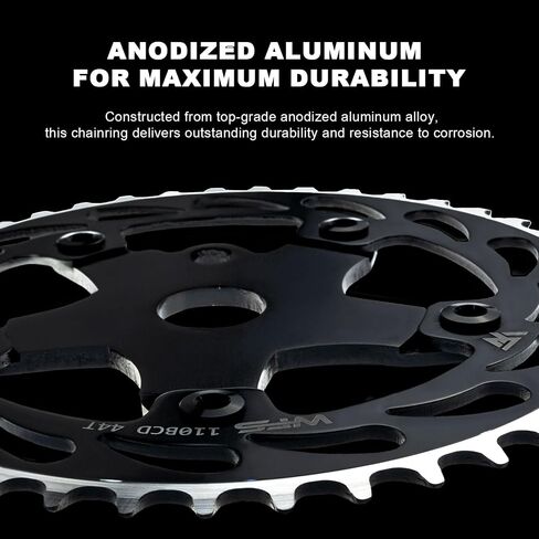 WFS Helix Chainring W/Spider Sprocket 44t 1/8 "110mm BCD 5 ARM HOLE SCHOOL BMX ، Black ، WFS3064-BO in Kuwait