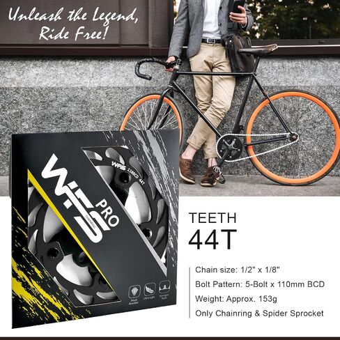 WFS Helix Chainring W/Spider Sprocket 44t 1/8 "110mm BCD 5 ARM HOLE SCHOOL BMX ، Black ، WFS3064-BO in Kuwait