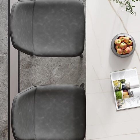 aranya Modern Dining Chair with White Faux Leather Seat, Black Metal Legs (Black) in Saudi Arabia