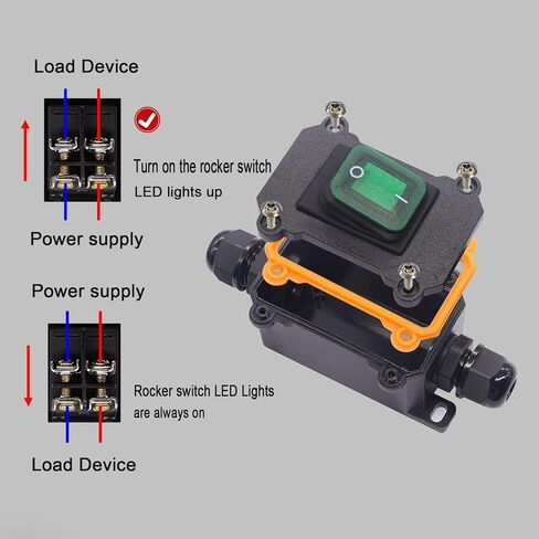 مفتاح سلك مضمّن ، مربع مفتاح الطاقة المقاوم للماء IP65 DC12-24V ، تشغيل/إيقاف تشغيل التبديل مع مفتاح الروك ، مفاتيح خارجية للفناء والحديقة (DC LS). in Kuwait