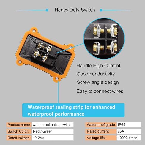 مفتاح سلك مضمّن ، مربع مفتاح الطاقة المقاوم للماء IP65 DC12-24V ، تشغيل/إيقاف تشغيل التبديل مع مفتاح الروك ، مفاتيح خارجية للفناء والحديقة (DC LS). in Kuwait