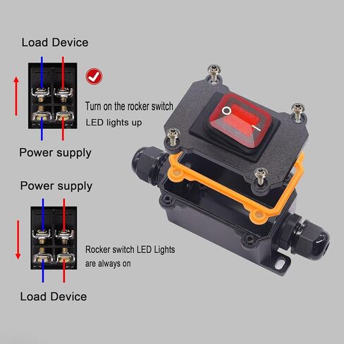 مفتاح سلك مضمّن ، مربع مفتاح الطاقة المقاوم للماء IP65 DC12-24V ، تشغيل/إيقاف تشغيل التبديل مع مفتاح الروك ، مفاتيح خارجية للفناء والحديقة (DC LS). in Kuwait