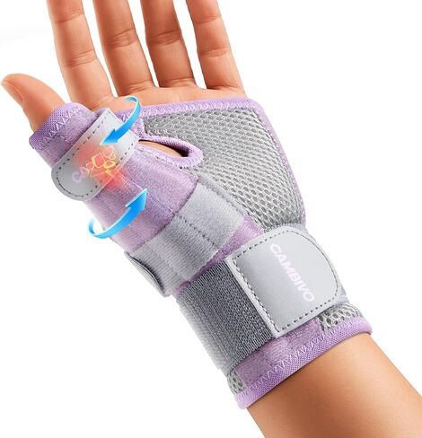 CAMBIVO Thumb Brace with Adjustable Straps, Breathable Wrist Support with Open-Palm for Arthritis, De Quervain's Tenosynovitis, Sprains, Fits Right or Left (Pink, S/M) in Kuwait