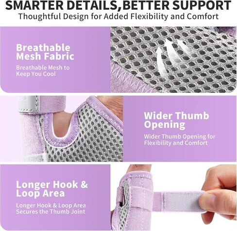CAMBIVO Thumb Brace with Adjustable Straps, Breathable Wrist Support with Open-Palm for Arthritis, De Quervain's Tenosynovitis, Sprains, Fits Right or Left (Pink, S/M) in Kuwait