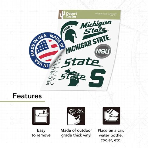 Desert Cactus Michigan University Sticker Michigan State Spartans Vinyl Secal Matop Botto Scrapbook Scrapbook (Type 2-3) in Saudi Arabia