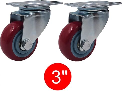 3 Inch Medium Type PU Universal Wheel Casters with Double Bearing Wearable Mute Load 100kg 2Pcs in Saudi Arabia