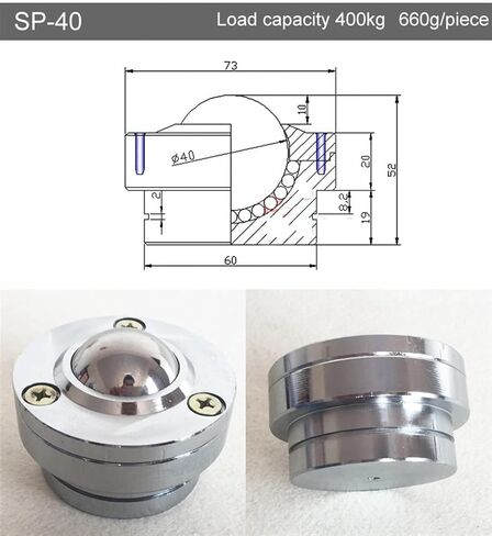 SP-30/40/45 Universal Ball BearingCasters Wheel مع حافة الحافة نقل العجلة 1PCs (SP-45) in Saudi Arabia