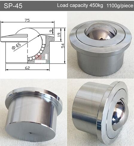 SP-30/40/45 Universal Ball BearingCasters Wheel مع حافة الحافة نقل العجلة 1PCs (SP-45) in Saudi Arabia