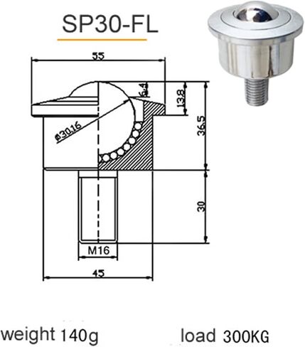 SP12 FL عجلات عجلة الكرة العالمية الثقيلة مع برغي عالمي تحمل حمولة عالية الحمل 360 1pcs (SP25-FL) in Kuwait