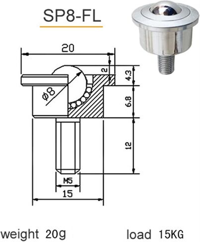 SP12 FL عجلات عجلة الكرة العالمية الثقيلة مع برغي عالمي تحمل حمولة عالية الحمل 360 1pcs (SP25-FL) in Kuwait