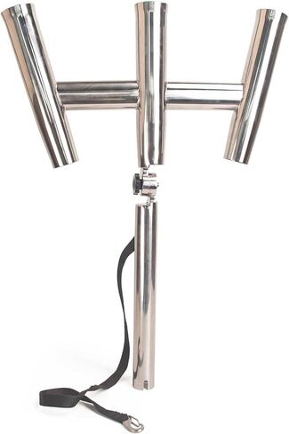 Mojiate 3 Tube Rod Holder-Stainless Steel Trident Outrigger Stylish-Tree Triple Rod Holder Adjustable Silver Kite Fishing Mount 3-Rod Racks for Boat, Ship, Yacht in Kuwait