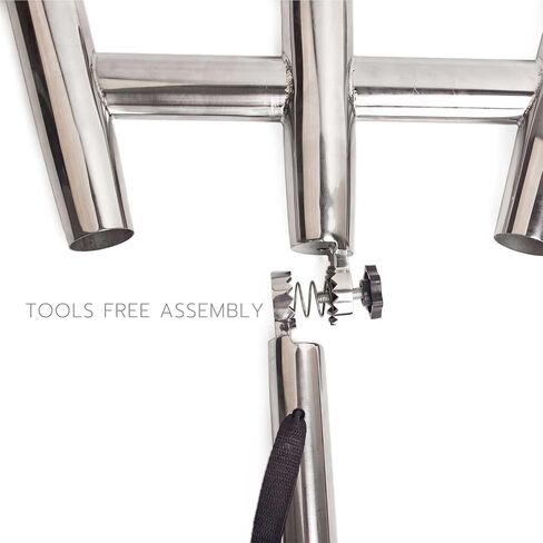 Mojiate 3 Tube Rod Holder-Stainless Steel Trident Outrigger Stylish-Tree Triple Rod Holder Adjustable Silver Kite Fishing Mount 3-Rod Racks for Boat, Ship, Yacht in Kuwait