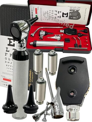 Cynamed New 3.2V Bright White Led Otoscope Set Includes 3 Sizes of reuseable Specula Plus Hard Case Plus 3 Replacement Bulbs Cynamed in Saudi Arabia